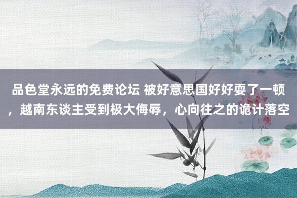 品色堂永远的免费论坛 被好意思国好好耍了一顿，越南东谈主受到极大侮辱，心向往之的诡计落空