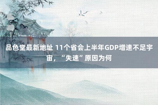 品色堂最新地址 11个省会上半年GDP增速不足宇宙，“失速”原因为何