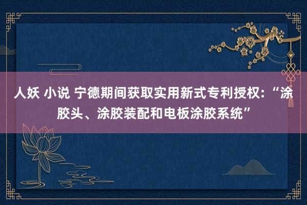 人妖 小说 宁德期间获取实用新式专利授权: “涂胶头、涂胶装