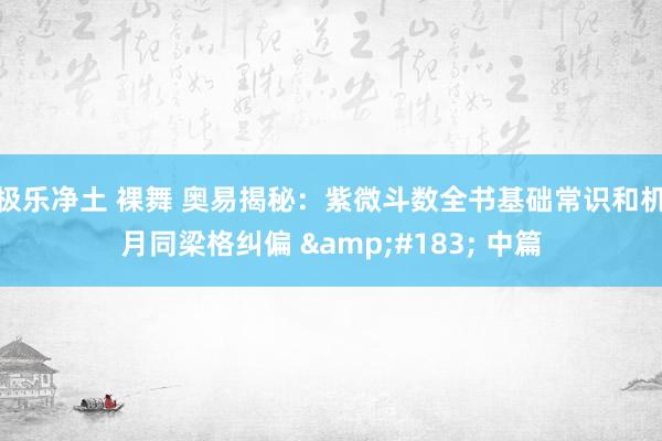 极乐净土 裸舞 奥易揭秘：紫微斗数全书基础常识和机月同梁格纠