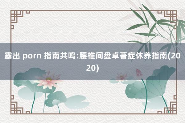 露出 porn 指南共鸣:腰椎间盘卓著症休养指南(2020)