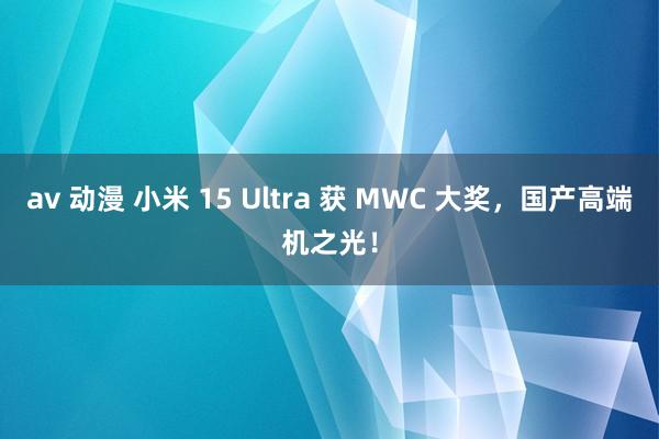 av 动漫 小米 15 Ultra 获 MWC 大奖，国产高端机之光！